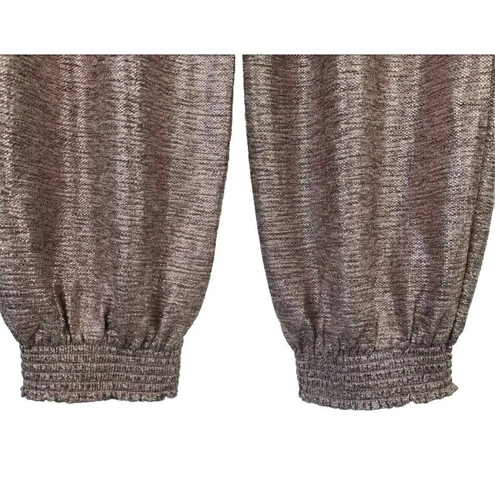 Anthropologie Melora Joggers Pink Metallic Rose Gold Elastic Waist Pants XS - Picture 3 of 6